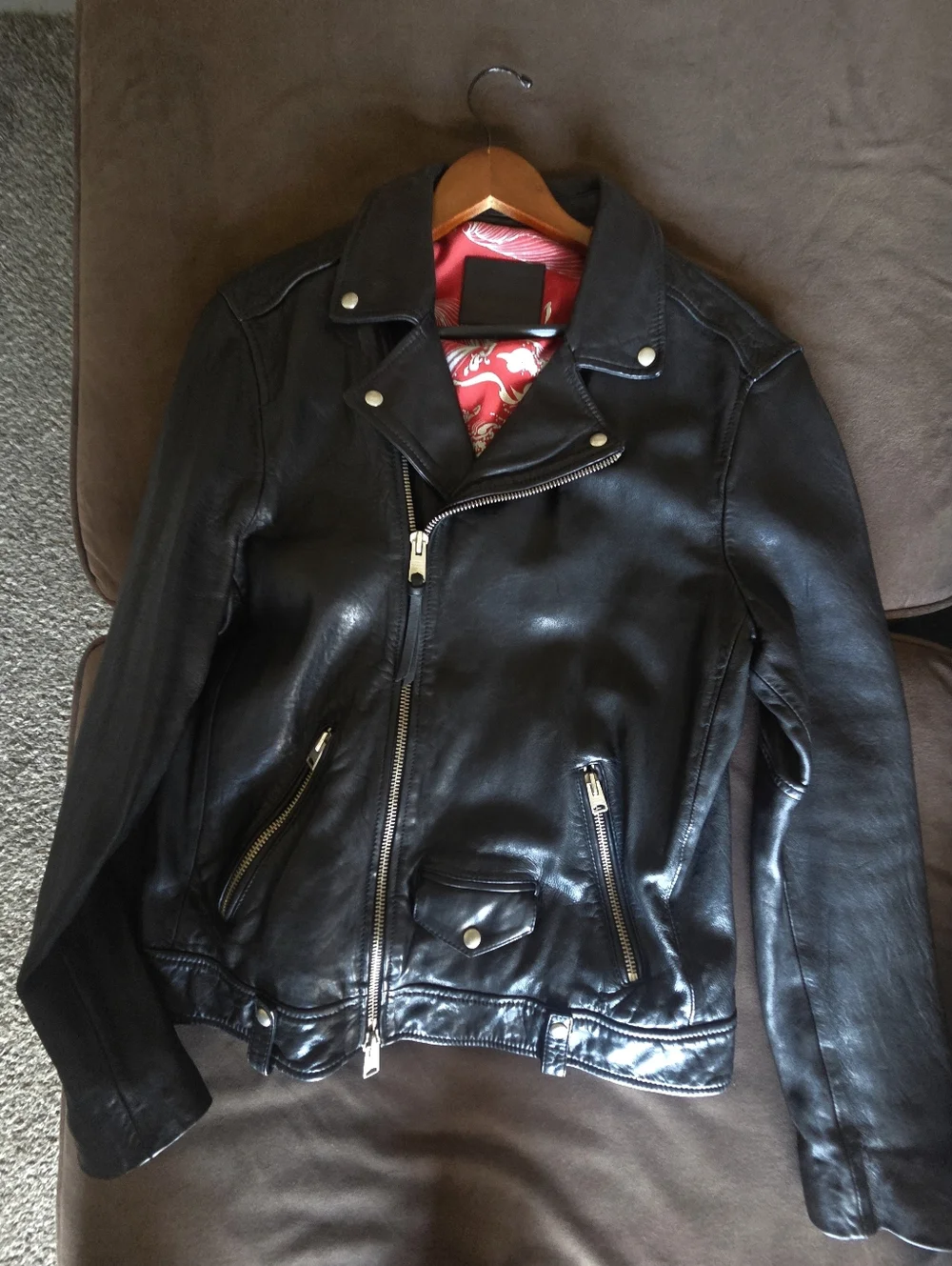 ALL SAINT'S Black Lamb Leather Biker Jacket - Men's Never Worn Looks Brandnew - Picture 2 of 8